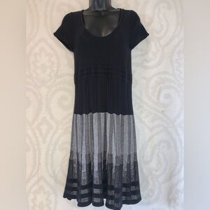 Max Studio Black and White Knit Midi Dress